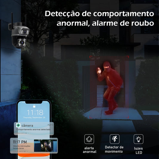 Câmera de Segurança WiFi Icsee Black 4K Ultra HD à Prova d’Água – Monitoramento Residencial e Comercial